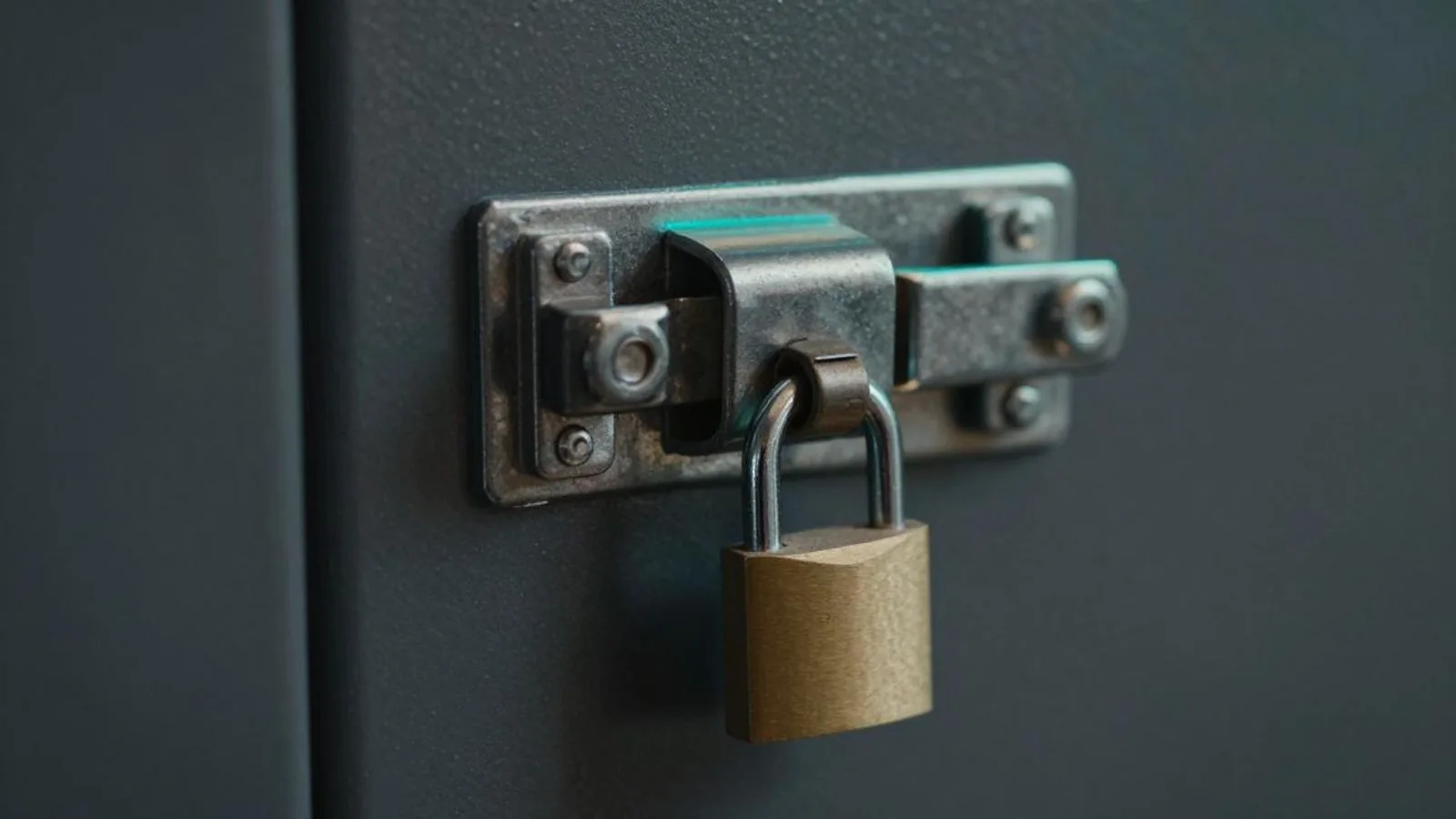 Vorhängeschloss an einem verriegelten Stahlschrank